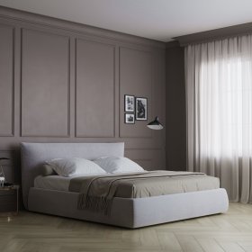 Мягкая кровать Italetto 180x200 серая с подъемным механизмом