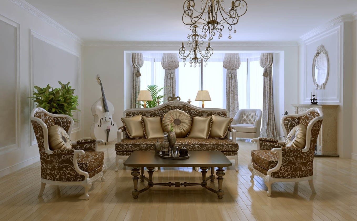 Кресла и диван оформлены в едином классическом стиле