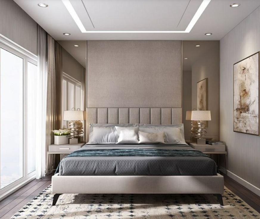 Современная светодиодная подсветка и эксклюзивные прикроватные лампы в спальне