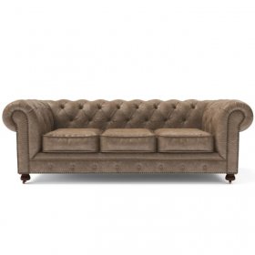 Кожаный диван Chester трехместный серый