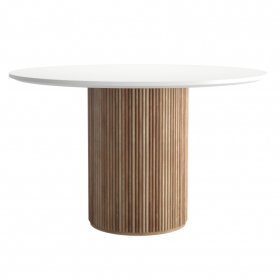 Обеденный стол Olberg 140 белый/нат.дерево МДФ/эмаль