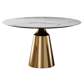 Обеденный стол Bora D100 Rose Gold светлая керамика глянец
