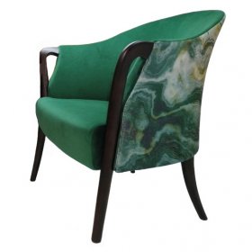 Кресло Lady Green низкое велюровое изумрудное 
