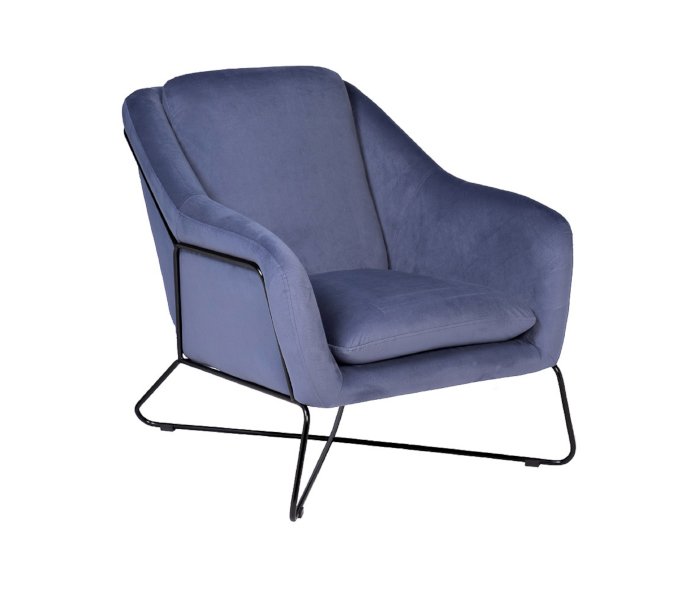 Кресло Baker на металлическом каркасе велюровое голубое