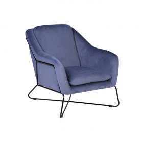 Кресло Baker на металлическом каркасе велюровое голубое