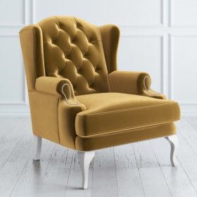Кресло Фрис желтое с утяжками ножки белые
