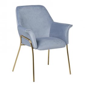 Кресло Donk велюровое серо-голубое на металлических ножках 