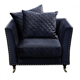 Кресло Sorrento велюровое темно-синее 