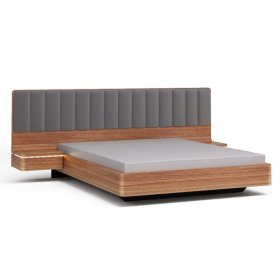 Кровать Concept с широким изголовьем комбинированная орех/серый