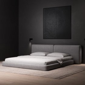 Мягкая кровать Volume Long серая