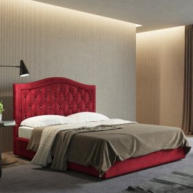 Кровать Angelo Cherry с пуговицами красная