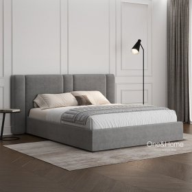 Мягкая кровать Raya серая с подъемным механизмом