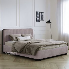 Кровать Montera Low ромб серо-розовая
