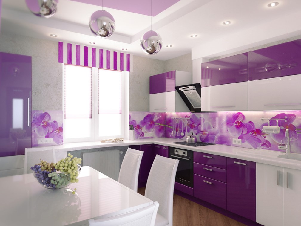 Использование фиолетового цвета в интерьере кухни