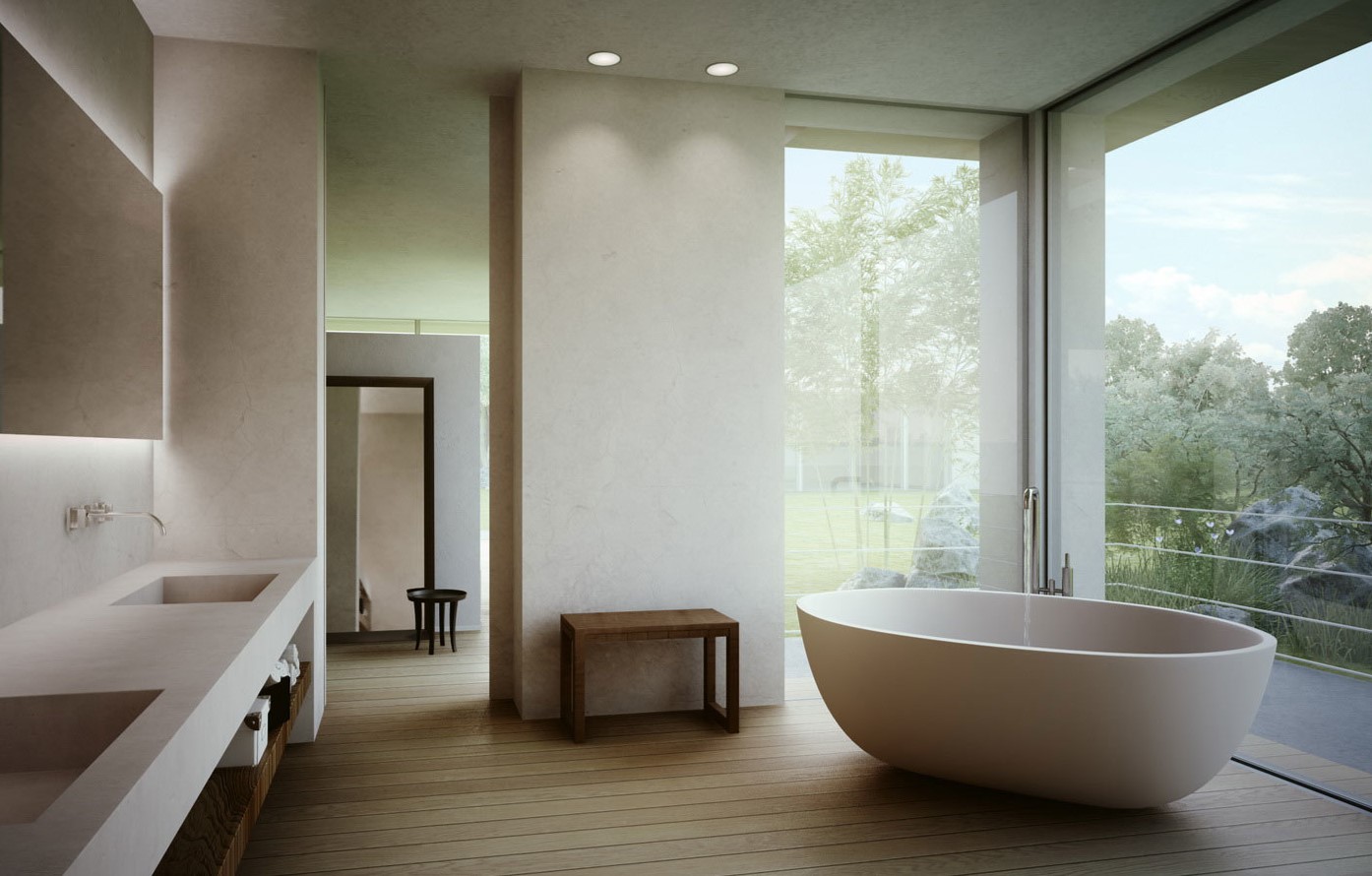 Современный интерьер ванной комнаты в частном доме