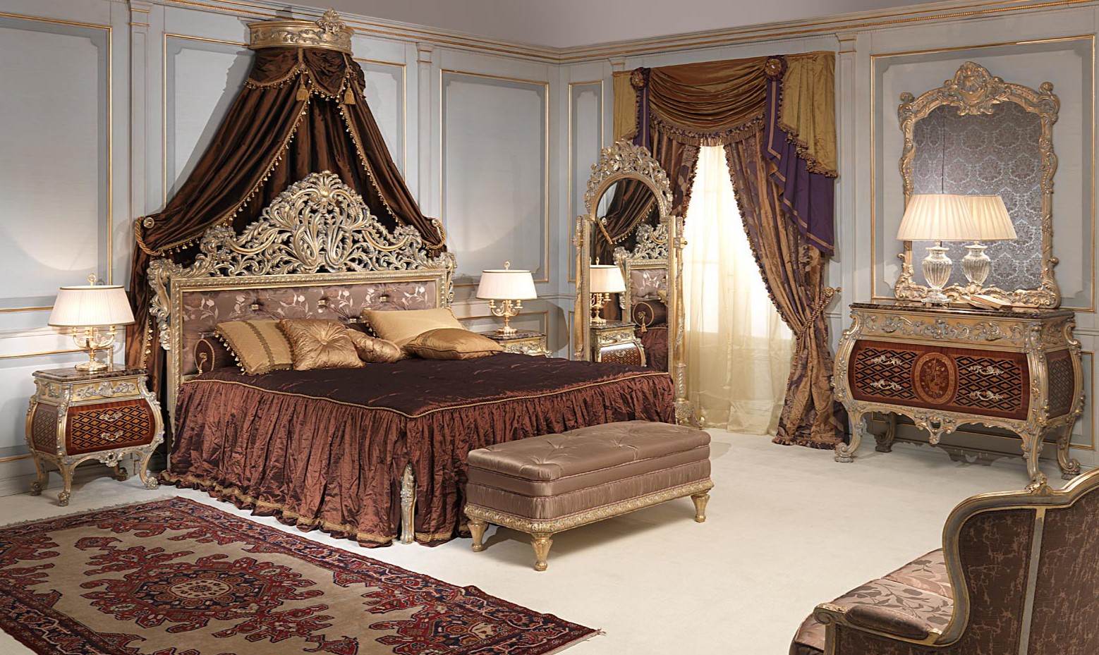 Роскошный интерьер спальни в классическом стиле