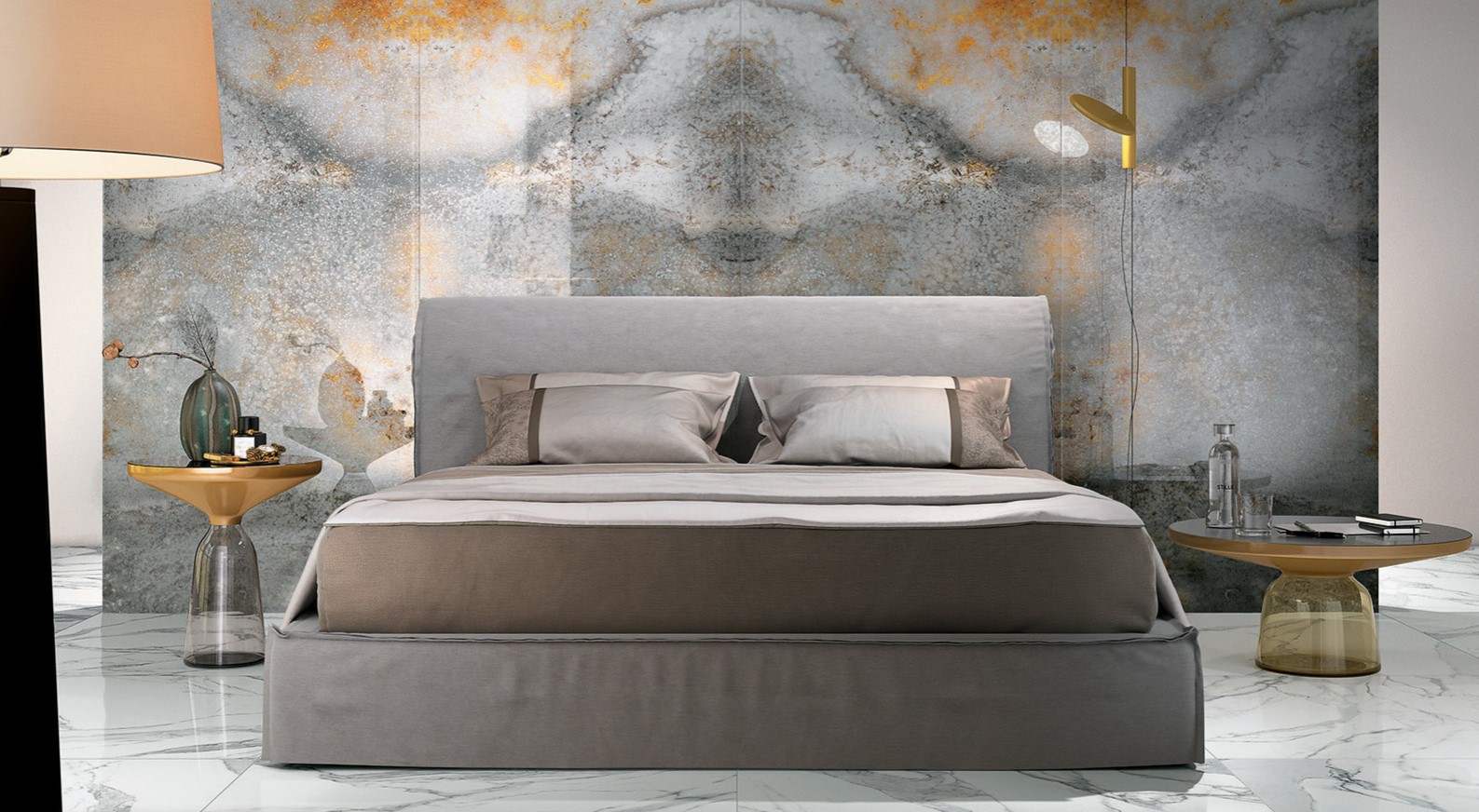 Серые оттенки в оформлении современной спальни