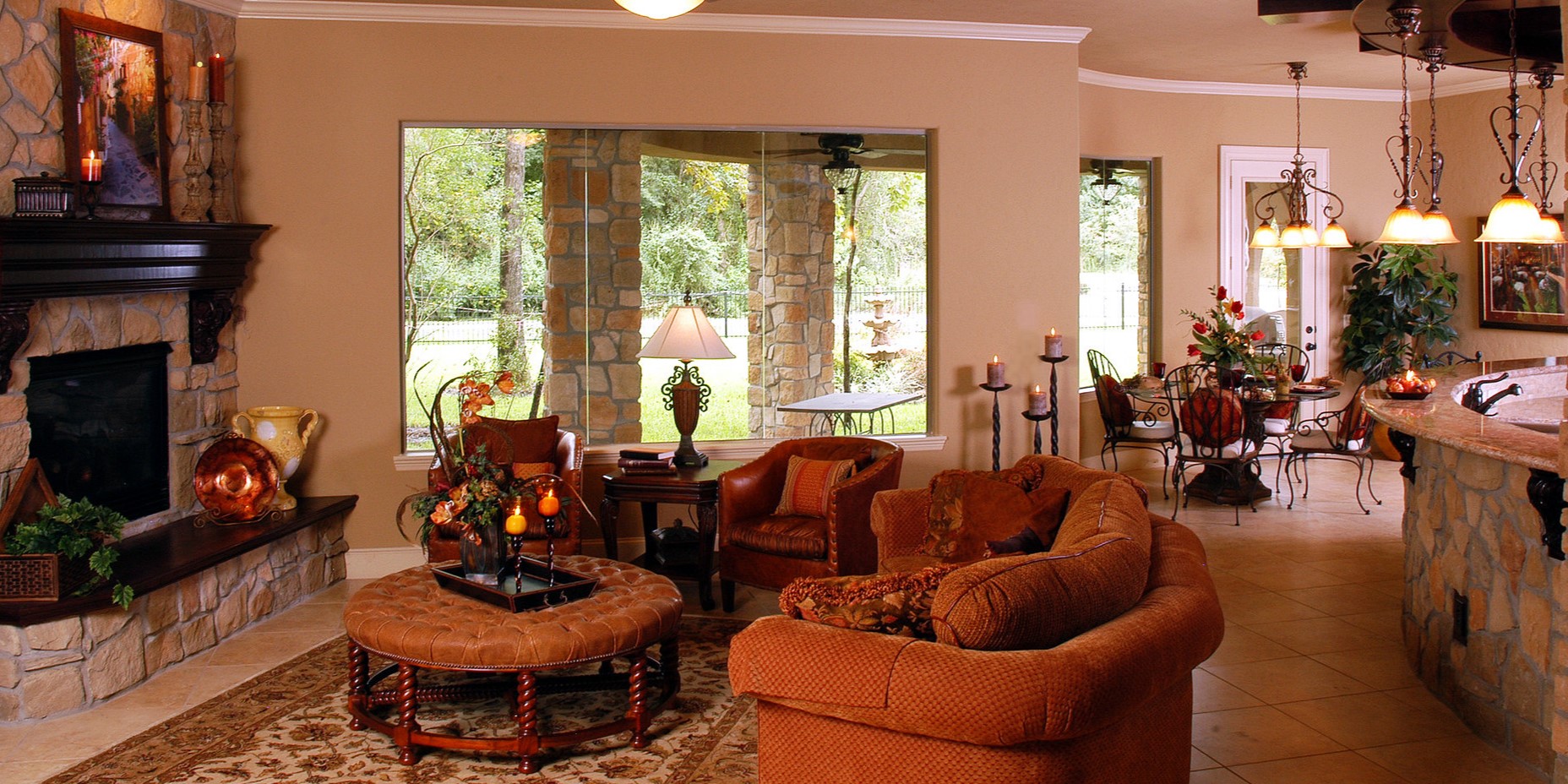 Оформление зоны отдыха в гостиной с использованием коричневого цвета 