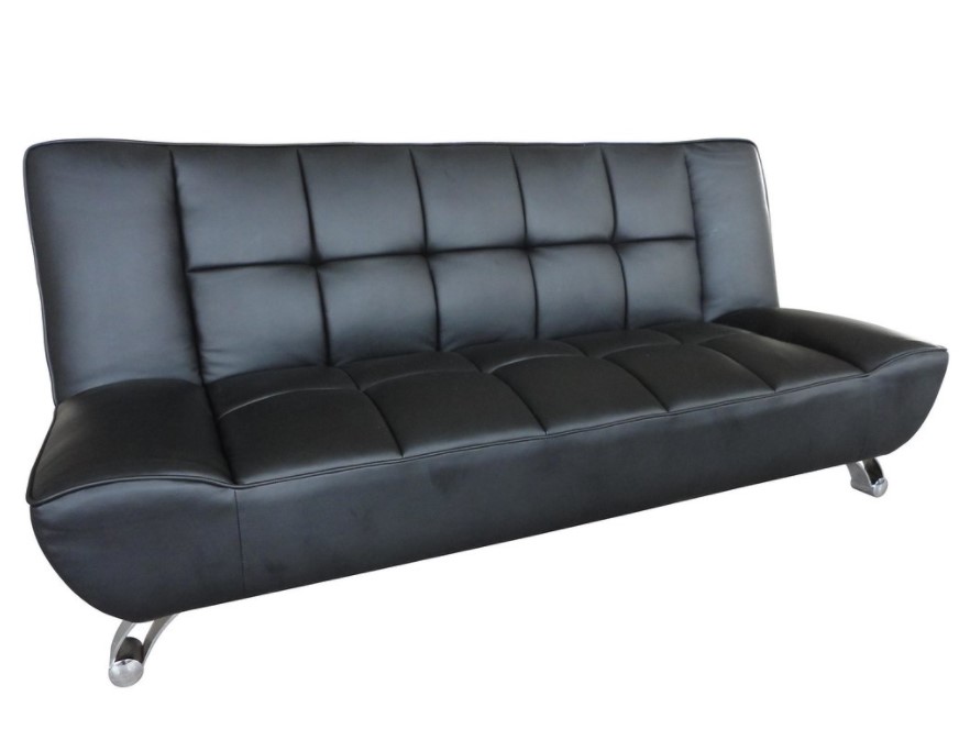 Черный диван на ножках из металла прекрасно дополнит интерьер хай-тек