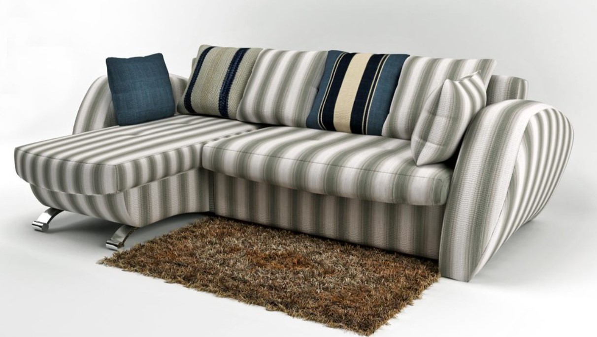 Для декора дивана можно использовать стильные подушки с полосками