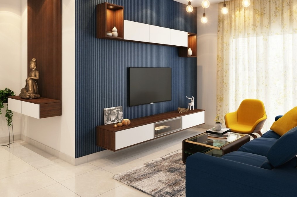 В гостевой комнате можно разместить телевизор и поставить напротив него удобный диван