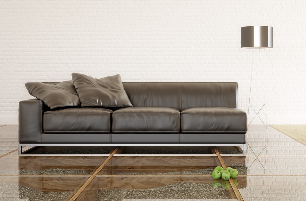 Кожаный диван отлично дополнит современный интерьер гостиной