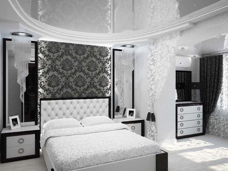 Спальня, выдержанная в черно-белом цвете