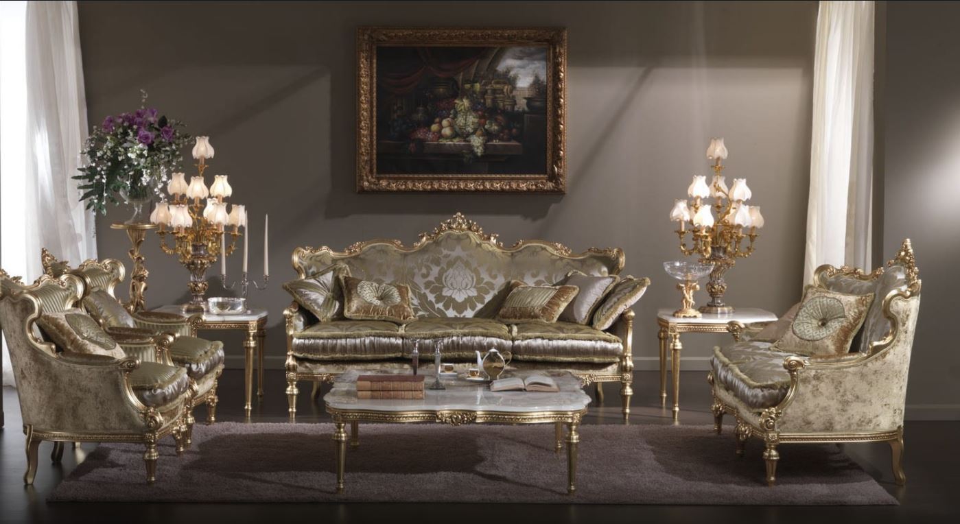 Стильная мягкая мебель для гостиной в стиле барокко