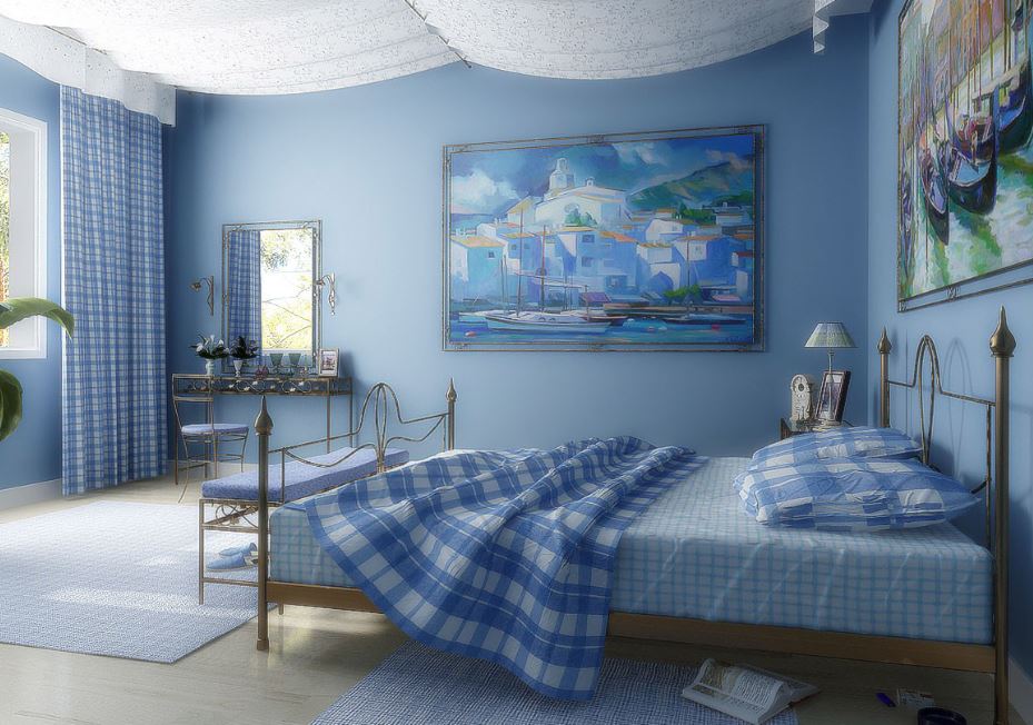 Греческий средиземноморский стиль в спальне
