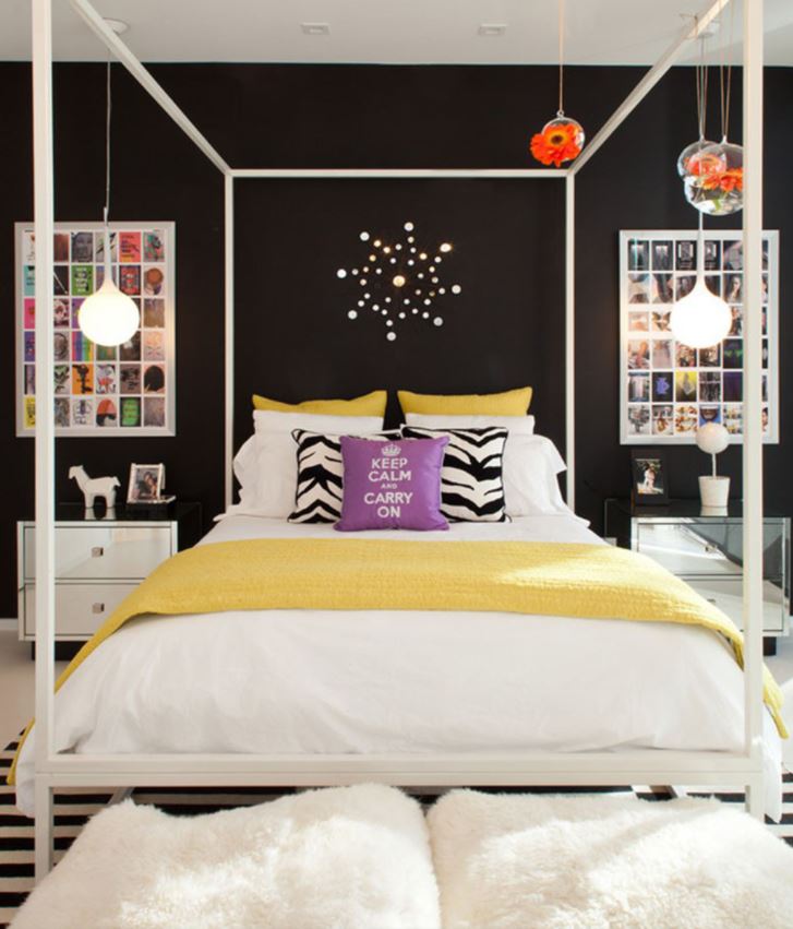Черно-белая спальня с выразительным дизайном