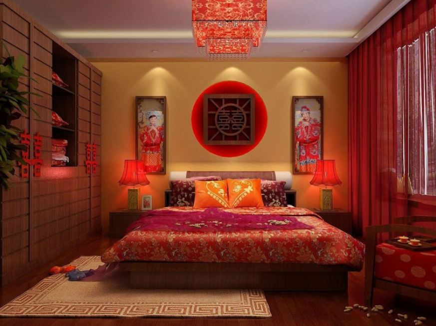 Красная спальня в китайском стиле