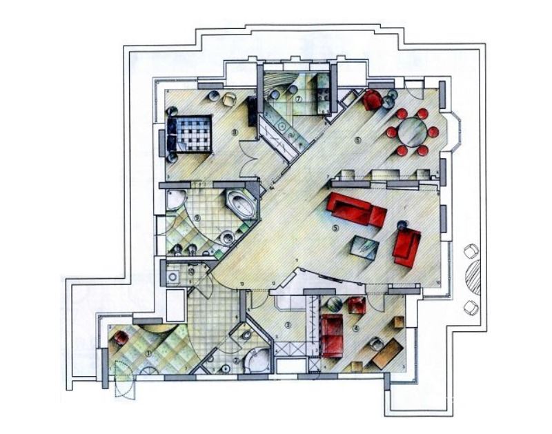 План меблировки просторной квартиры