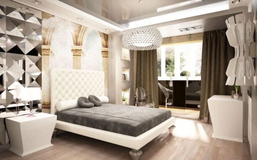 Светлая спальня в стиле ар-деко