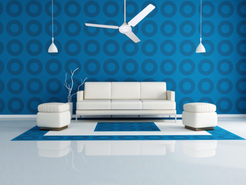 Синяя гостиная в стиле минимализм