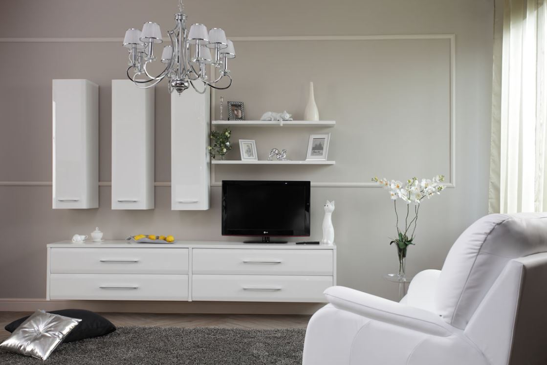 мебель для гостиной в белом цвете