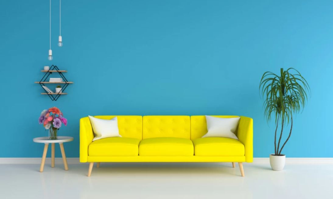 Интерьер с желтым диваном, особенности, советы дизайнеров