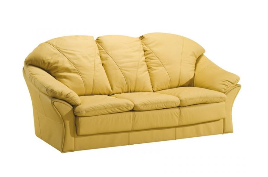 Кожаный диван в светло-желтом цвете