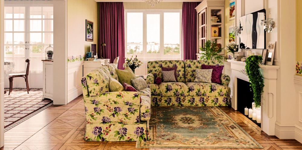 Цвет дивана легко изменить при помощи чехла, например, желтого в цветочек