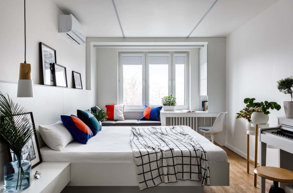 Белая спальня в скандинавском стиле