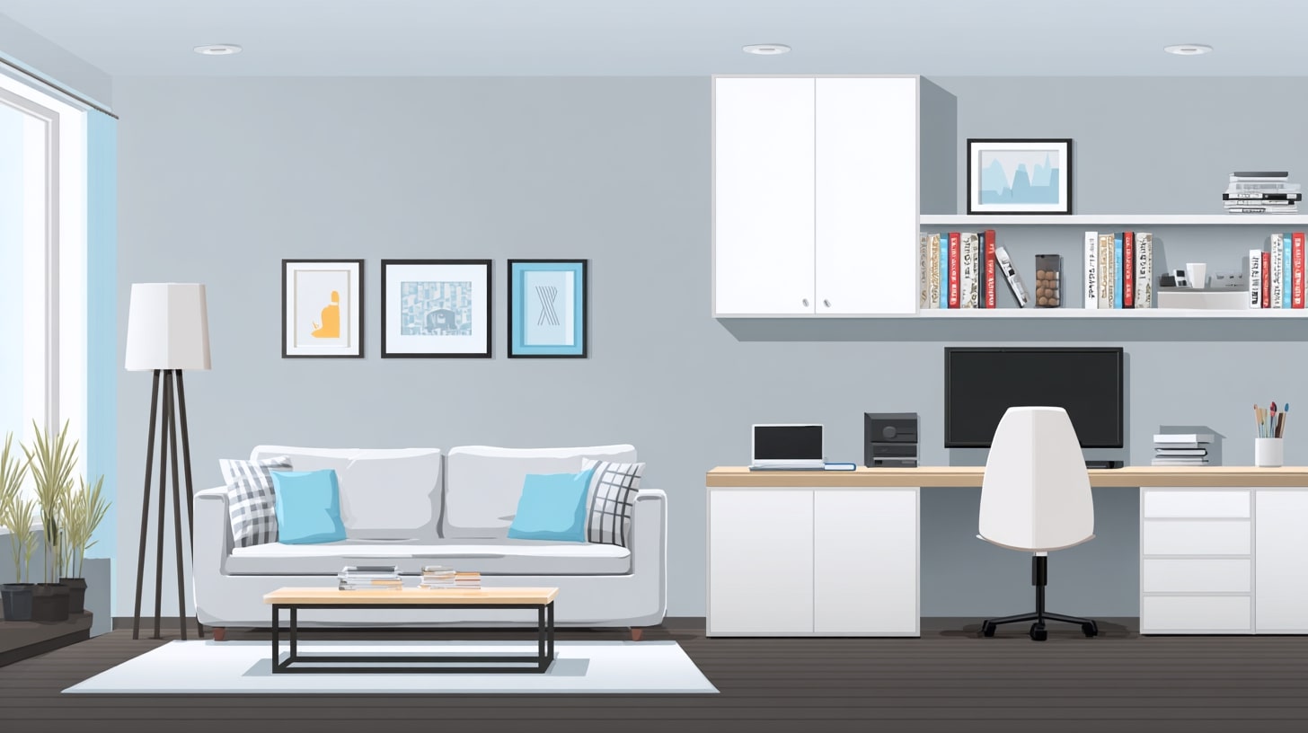 Импровизированный рабочий кабинет в гостиной Импровизированный рабочий кабинет в гостиной