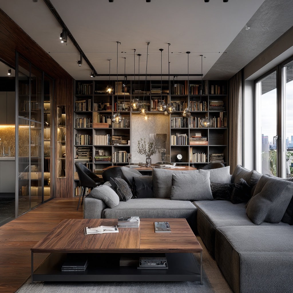 Грамотно продуманное зонирование в одну сплошную композицию — гостиная рядом с кухней через прозрачную перегородку Грамотно продуманное зонирование в одну сплошную композицию — гостиная рядом с кухней через прозрачную перегородку