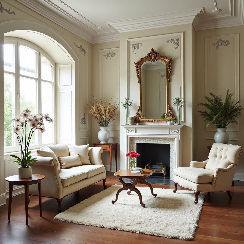 Гостиная в классическом стиле с камином Гостиная в классическом стиле с камином