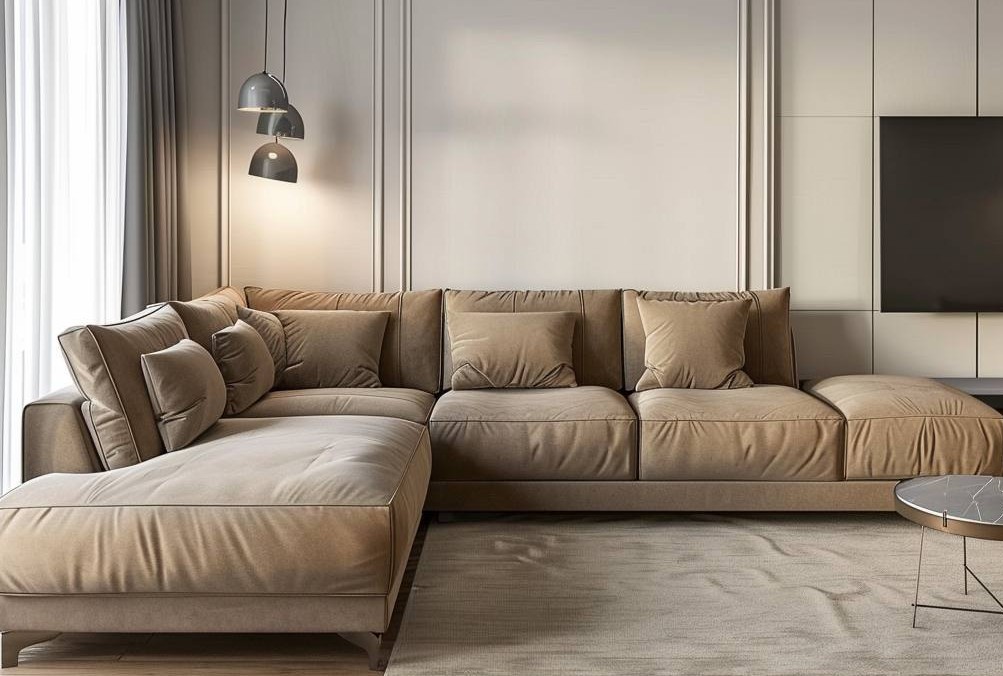 Большой модульный диван в интерьере гостиной 20 кв.м. Большой модульный диван в интерьере гостиной 20 кв.м.