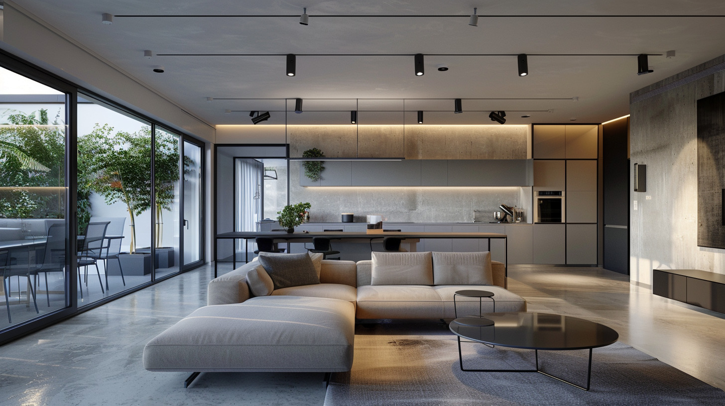 Стиль «как с обложки журнала». Мебель есть, но все выглядит стерильно чисто и дорого.