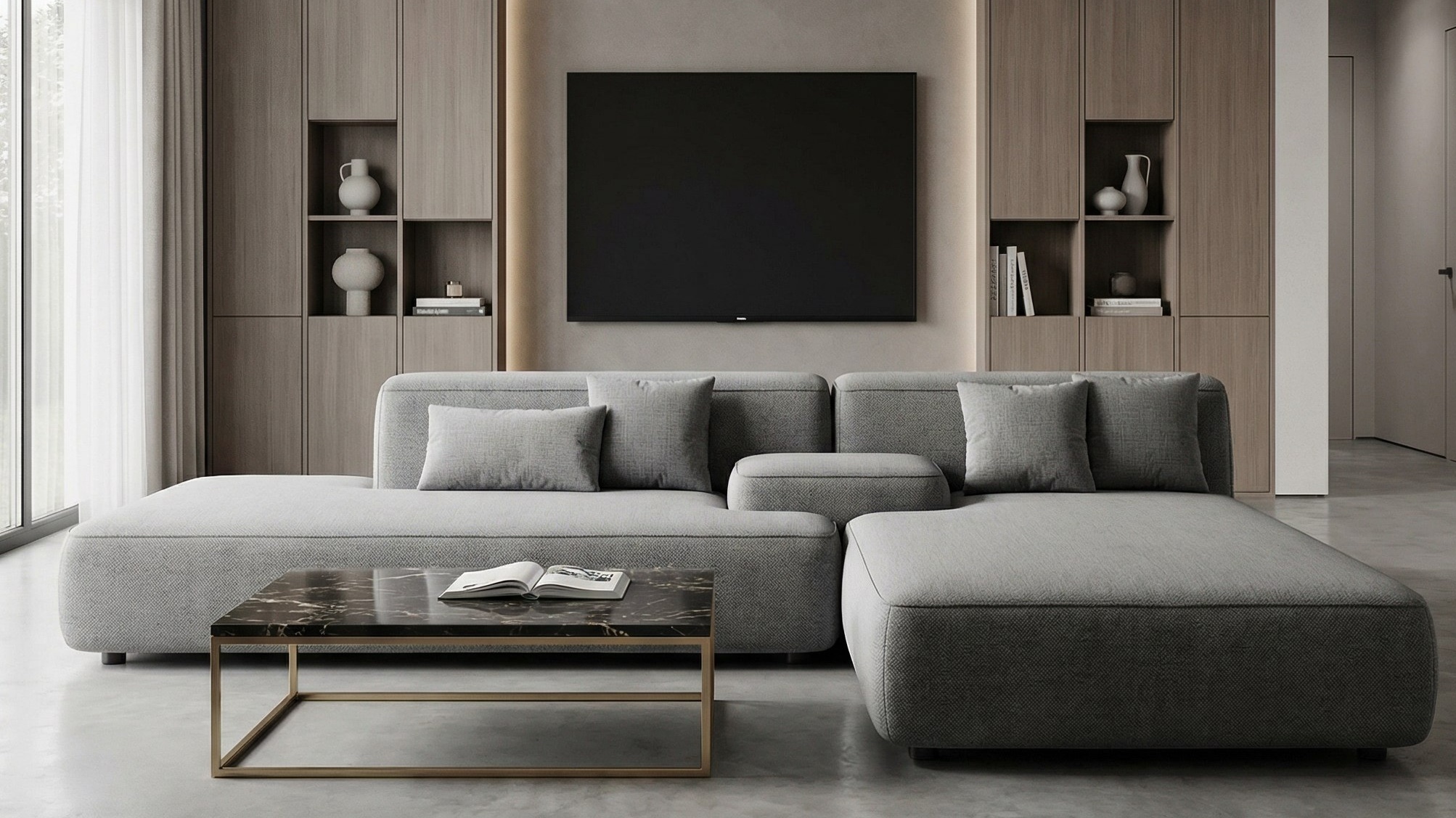 Дизайнерский интерьер с использованием модульного дивана Face 