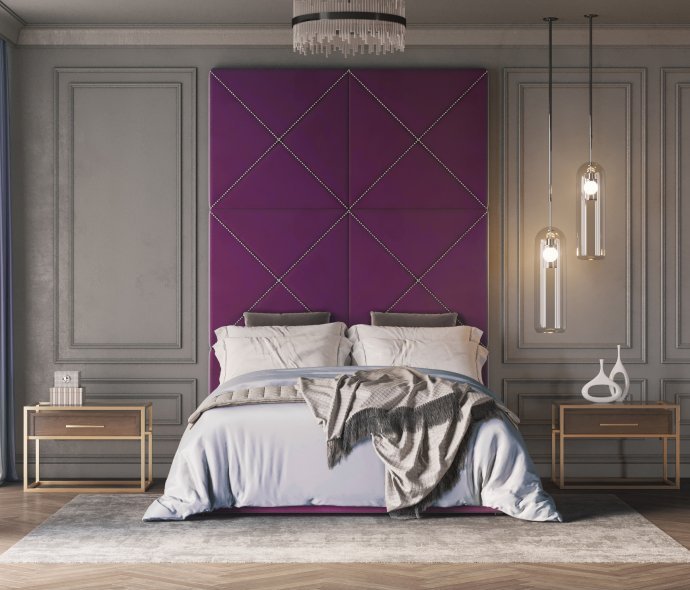 Мягкая стеновая панель Mix фиолетовая