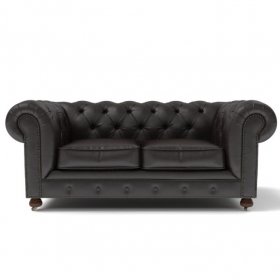 Кожаный диван Chester двухместный черный