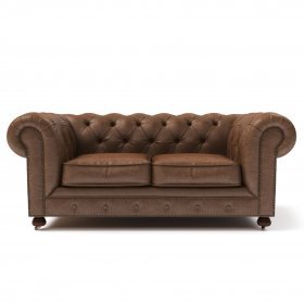 Кожаный диван Chester двухместный коричневый