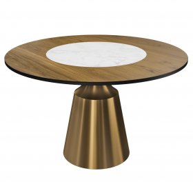 Обеденный стол Bora D120 светлая керамика+шпон