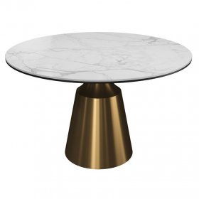 Обеденный стол Bora D120 светлая керамика глянец
